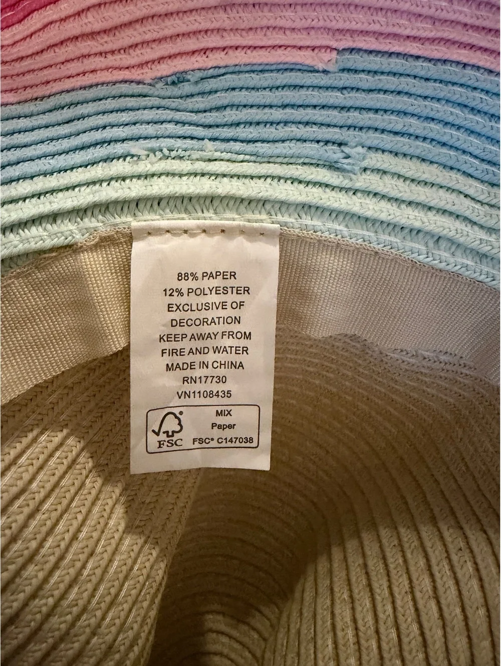 Target Women's Rainbow Striped Wide Brim Straw Bucket Sun Hat with Pom Pom Trim